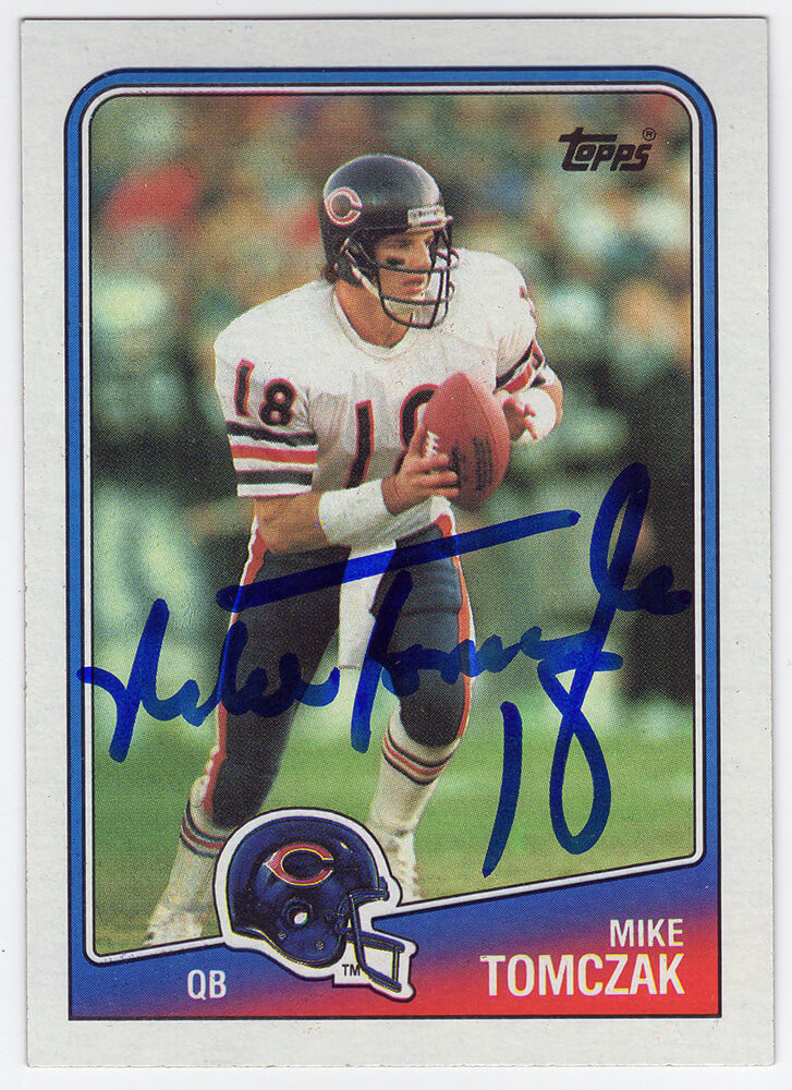 Mike Tomczak Autographed Chicago Bears 1988 Topps Rookie Football Trading Card #70-Powers Sports Memorabilia