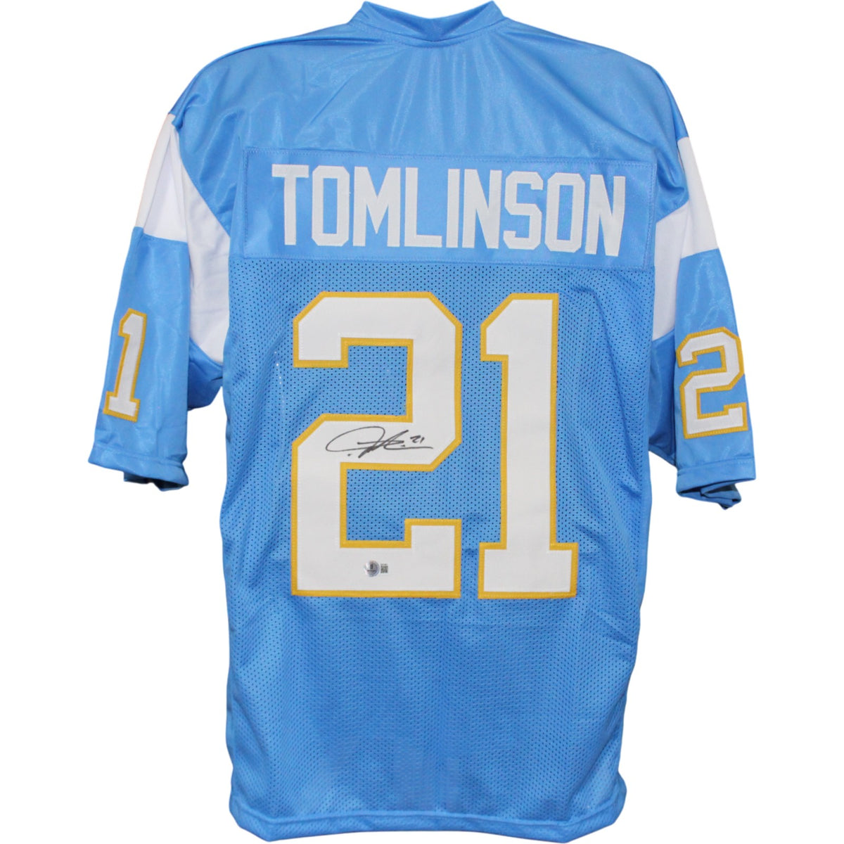 LaDainian Tomlinson Pro Style XL Blue Signed Jersey Beckett Witness 53720 Beckett-Powers Sports Memorabilia