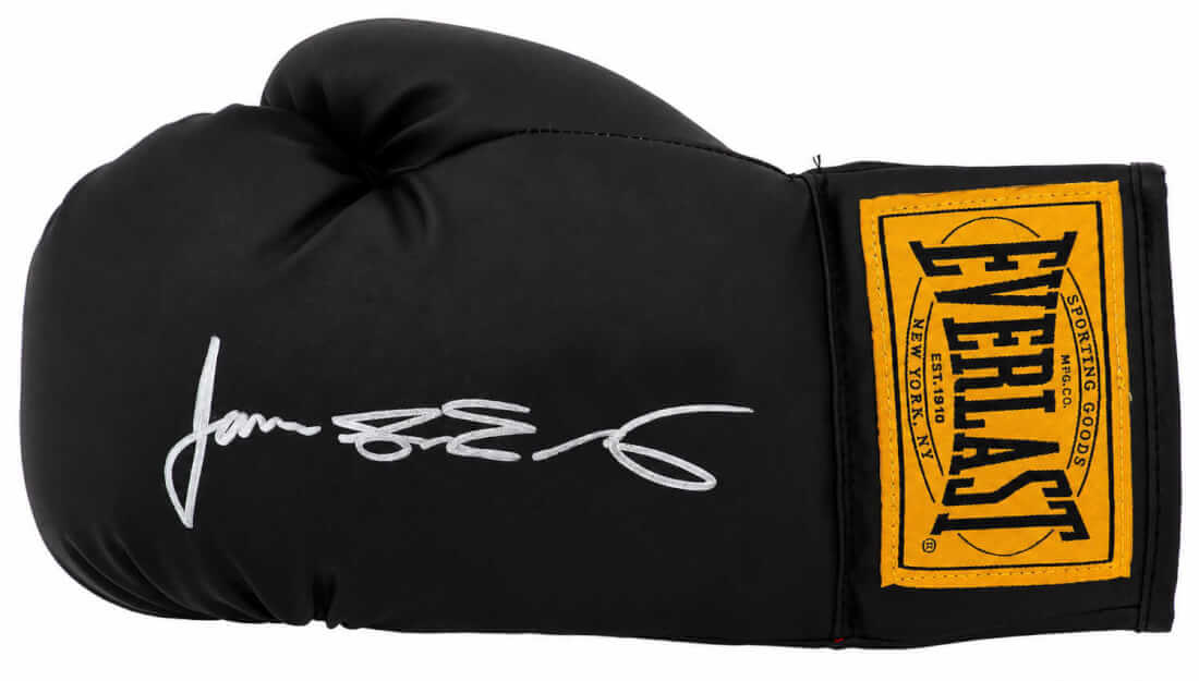 James Toney Autographed Everlast Black Full Size Boxing Glove with Lights Out-Powers Sports Memorabilia