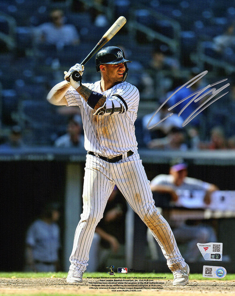 Gleyber Torres Autographed New York Yankees Hitting 8x10 Photo - (Fanatics)-Powers Sports Memorabilia