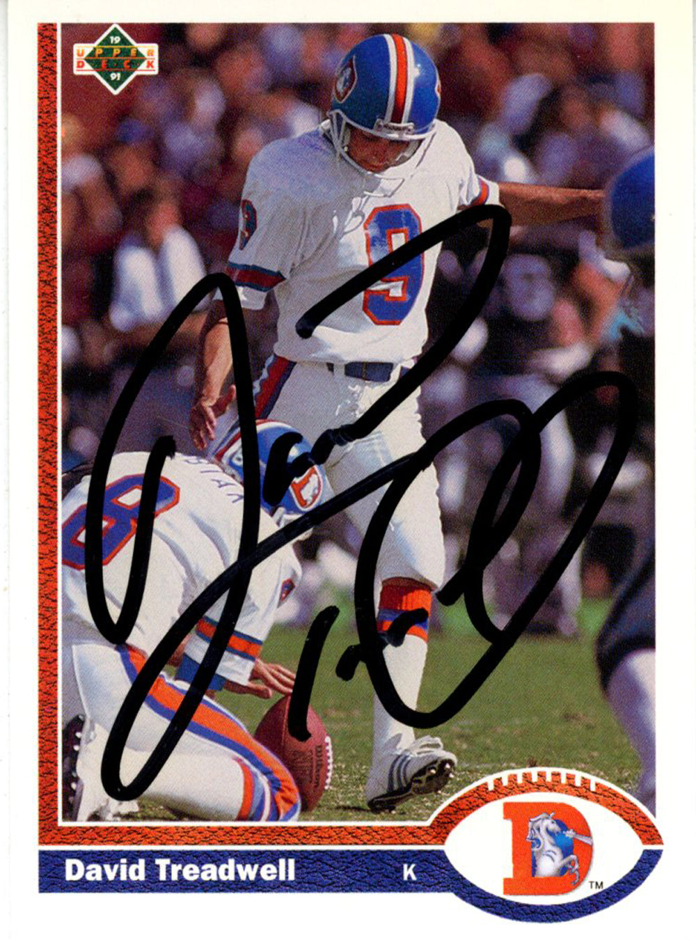 David Treadwell Denver Broncos Signed Card - 1991 Upper Deck #496 Beckett Beckett-Powers Sports Memorabilia