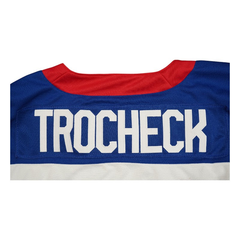 Vincent Trocheck 2026 USA Olympic Team Signed Inscribed White USA Jersey JSA Holo Only-Powers Sports Memorabilia