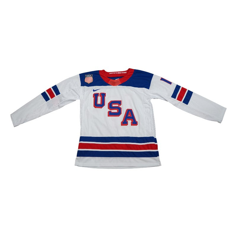 Vincent Trocheck 2026 USA Olympic Team Signed Inscribed White USA Jersey JSA Holo Only-Powers Sports Memorabilia