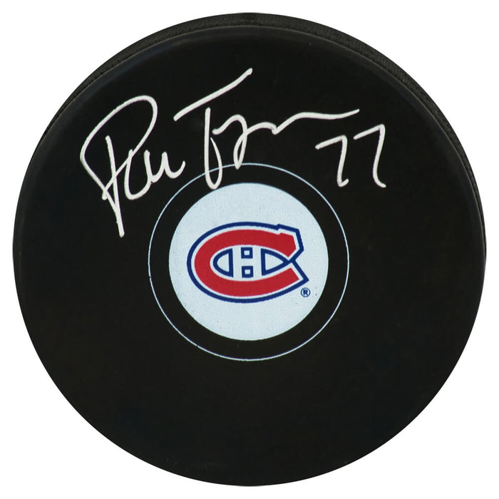 Pierre Turgeon Montreal Canadiens Autographed Logo Hockey Puck-Powers Sports Memorabilia