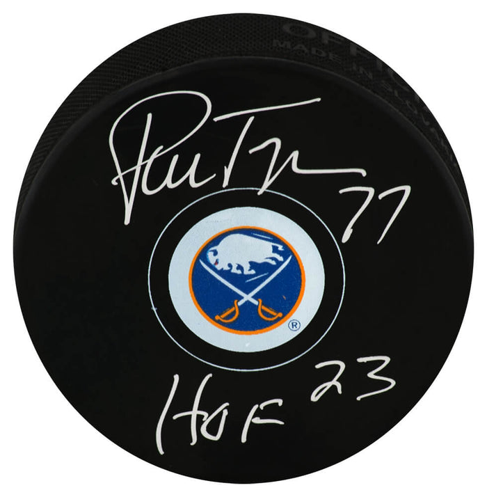 Pierre Turgeon New York Islanders Autographed Medium Logo Hockey Puck-Powers Sports Memorabilia