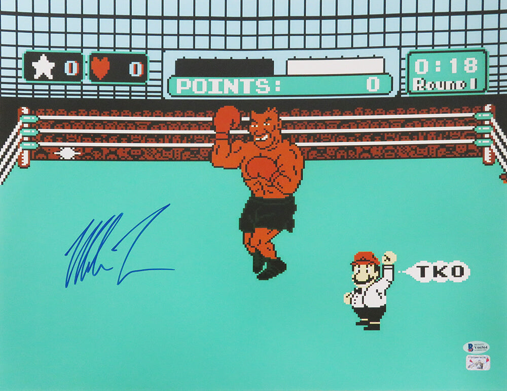 Mike Tyson Autographed Nintendo Mike Tyson's Punch Out Video Game 16x20-Powers Sports Memorabilia