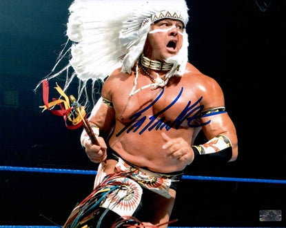 Autographed Tatanka Chris Chavis WWF Wrestling 8x10 Photo-Powers Sports Memorabilia