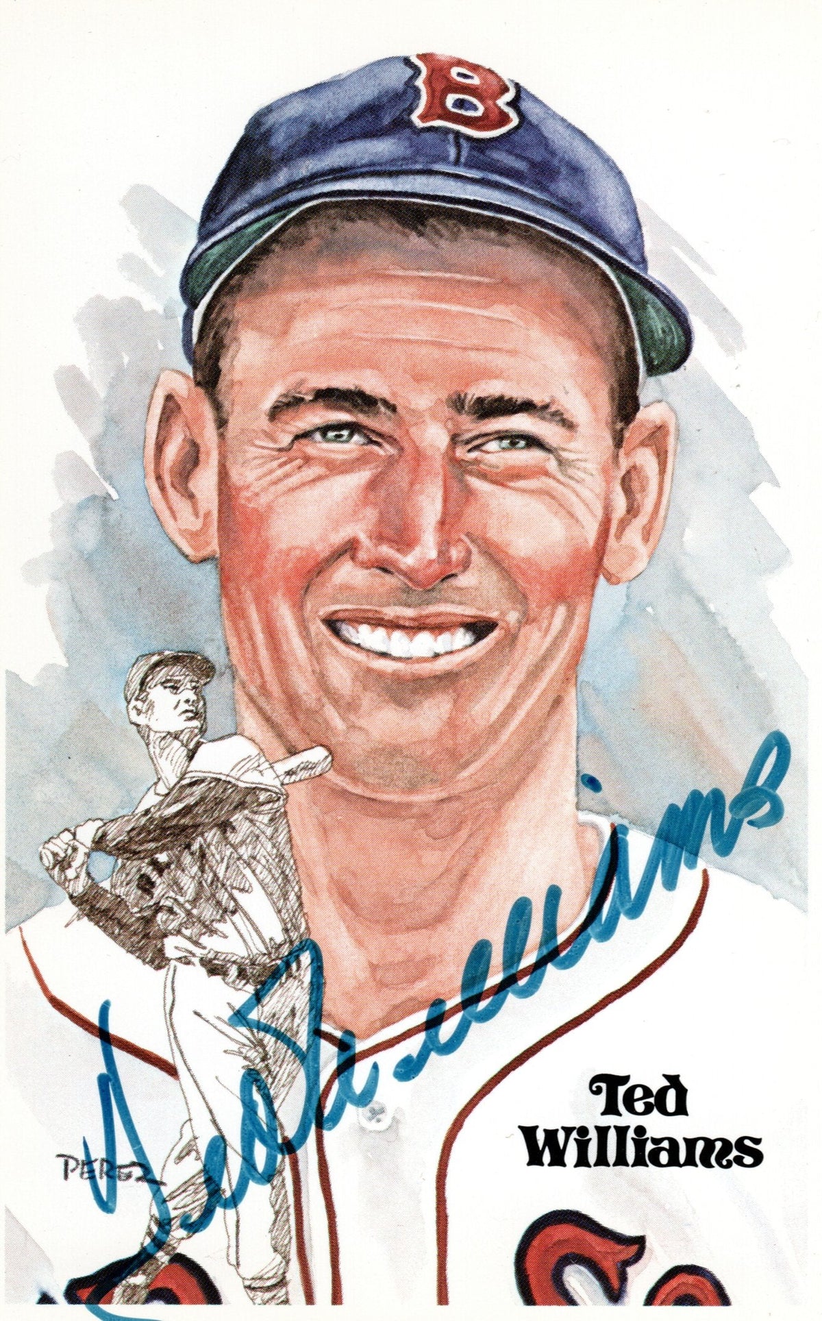 Ted Williams Autographed Boston Red Sox Perez Steele Postcard Beckett Authenticated-Powers Sports Memorabilia