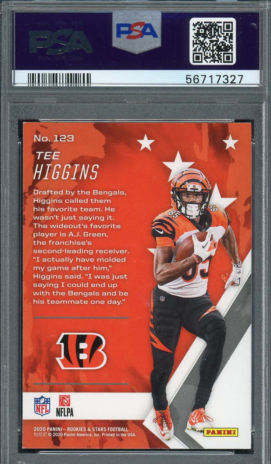 Tee Higgins 2020 Panini Rookies & Stars Rookie Card #123 Graded PSA 8-Powers Sports Memorabilia