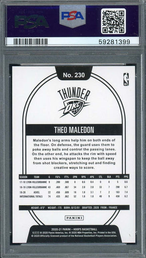 Theo Maledon 2020 Panini Hoops Basketball Rookie Card #230 Graded PSA 9-Powers Sports Memorabilia