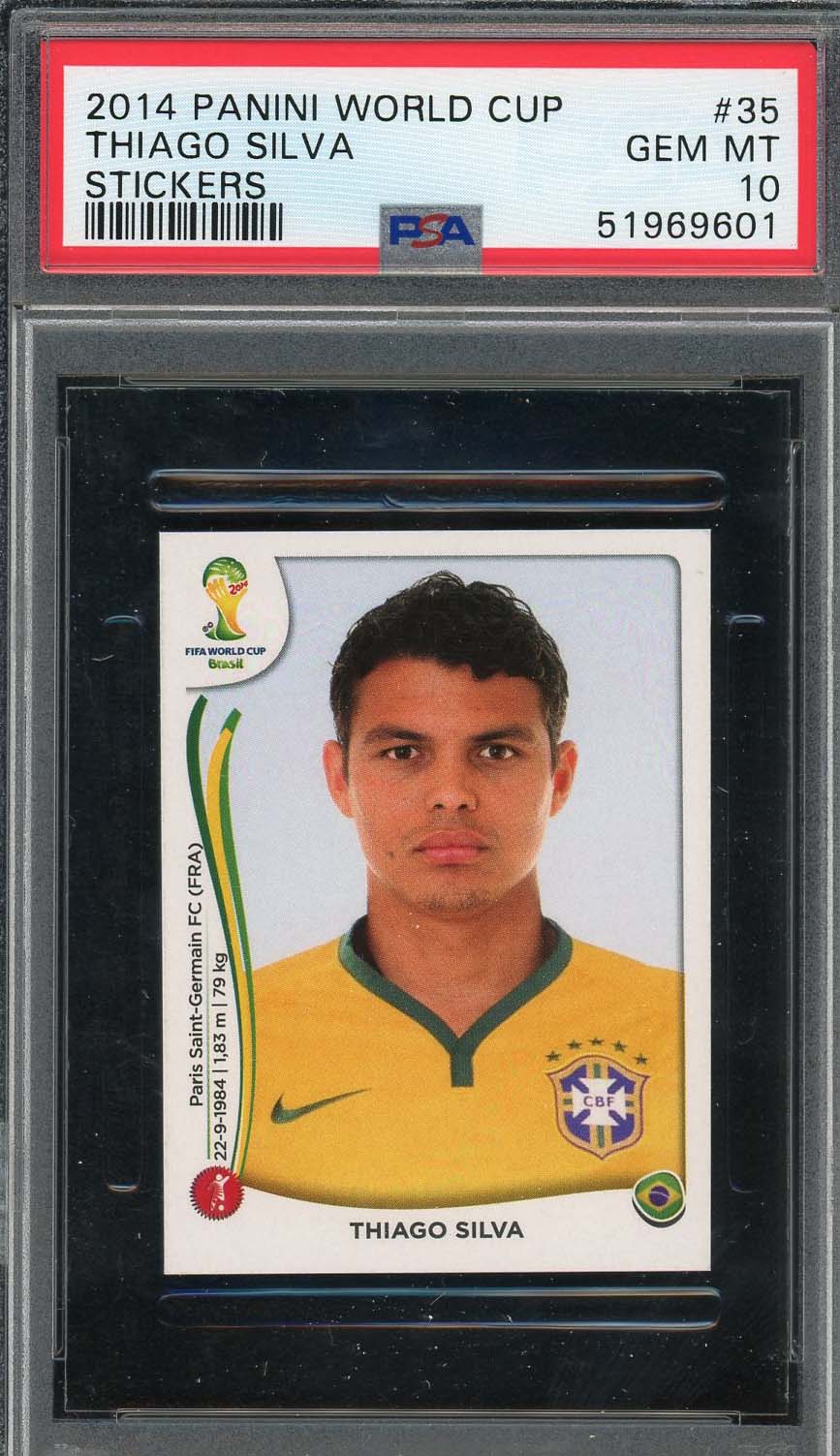 Thiago Silva 2014 Panini World Cup Stickers Card #35 PSA 10-Powers Sports Memorabilia