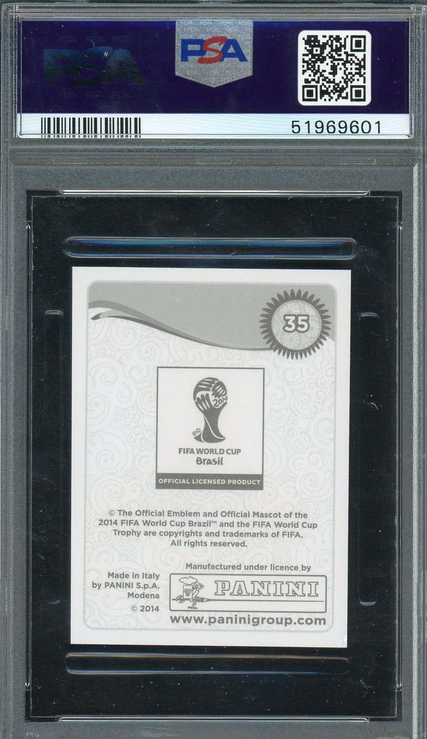 Thiago Silva 2014 Panini World Cup Stickers Card #35 PSA 10-Powers Sports Memorabilia
