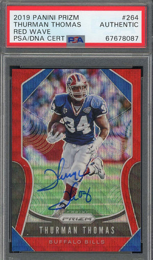 Thurman Thomas 2019 Panini Prizm Red Wave Signed Card #264 Auto PSA 30/149-Powers Sports Memorabilia