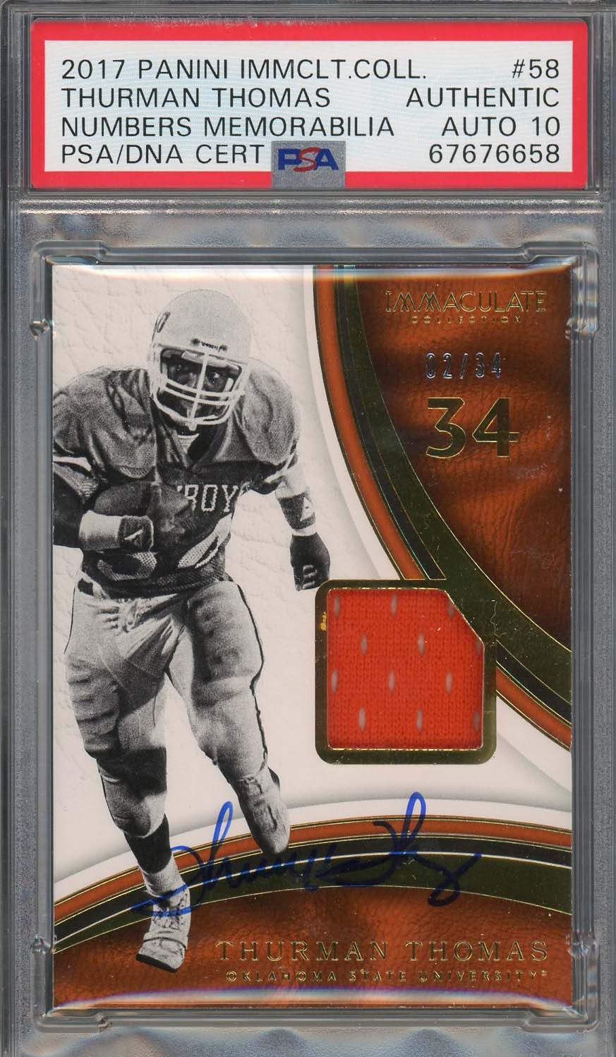 Thurman Thomas 2017 Panini Immaculate Football Signed Card Auto PSA 10-Powers Sports Memorabilia