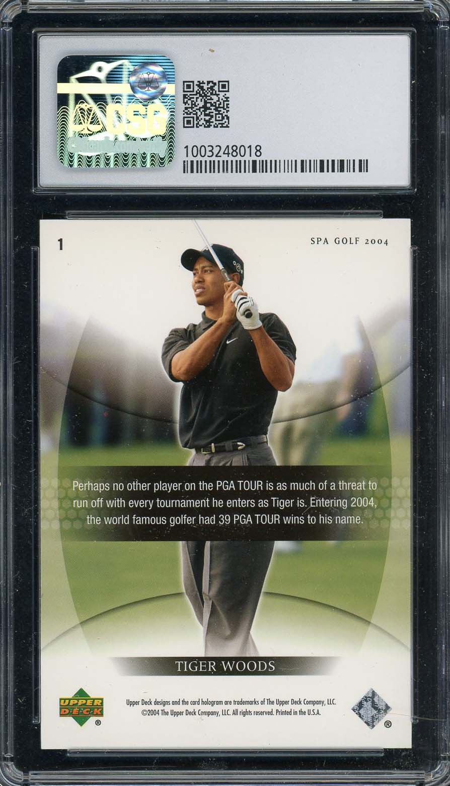 Tiger Woods 2012 SP Authentic Golf Card #1 Graded CSG 8.5-Powers Sports Memorabilia