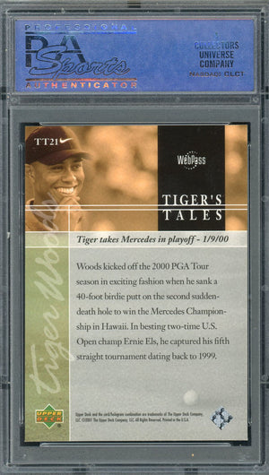 Tiger Woods 2001 Upper Deck Tiger's Tales Golf Card #TT21 Graded PSA 9 MINT-Powers Sports Memorabilia
