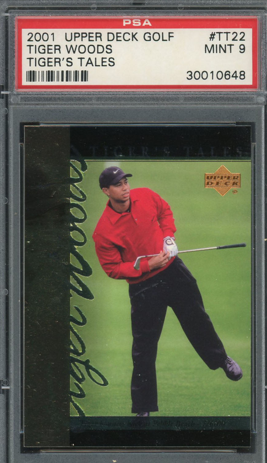 Tiger Woods 2001 Upper Deck Tiger&#39;s Tales Golf Card #TT22 Graded PSA 9 MINT-Powers Sports Memorabilia