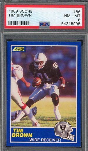 Tim Brown 1989 Score Football Rookie Card RC #86 Graded PSA 8-Powers Sports Memorabilia