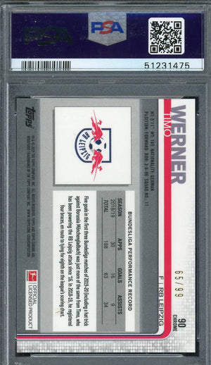 Timo Werner 2019 Topps Chrome Bundesliga Green Refractor Card #90 PSA 10 /99-Powers Sports Memorabilia