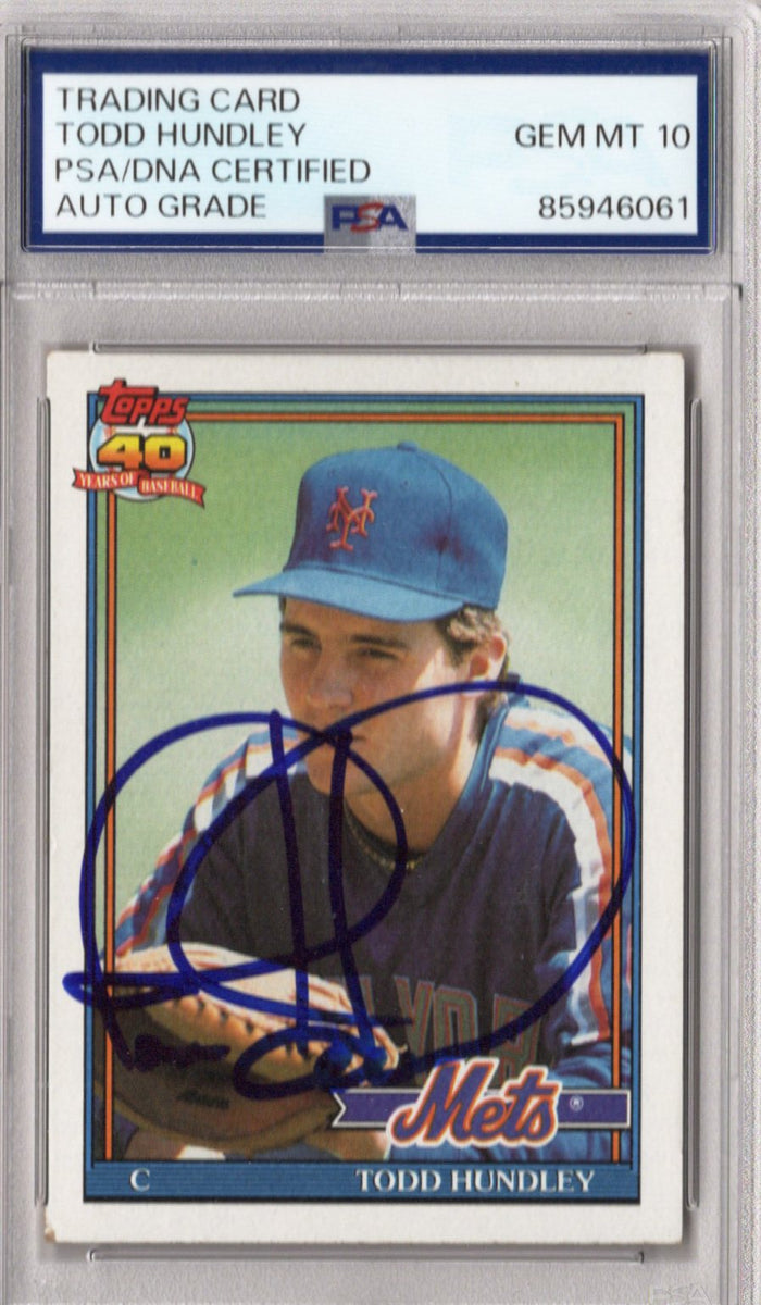 Todd Hundley Signed New York Mets 1991 Topps #457 Card PSA AUTO GRADE GEM MT 10-Powers Sports Memorabilia