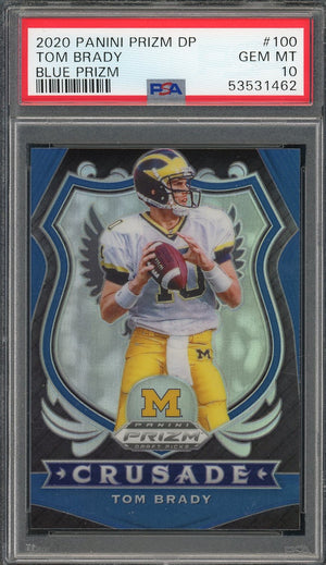 Tom Brady 2020 Panini Blue Prizm Draft Pick Football Card #100 Graded PSA 10-Powers Sports Memorabilia