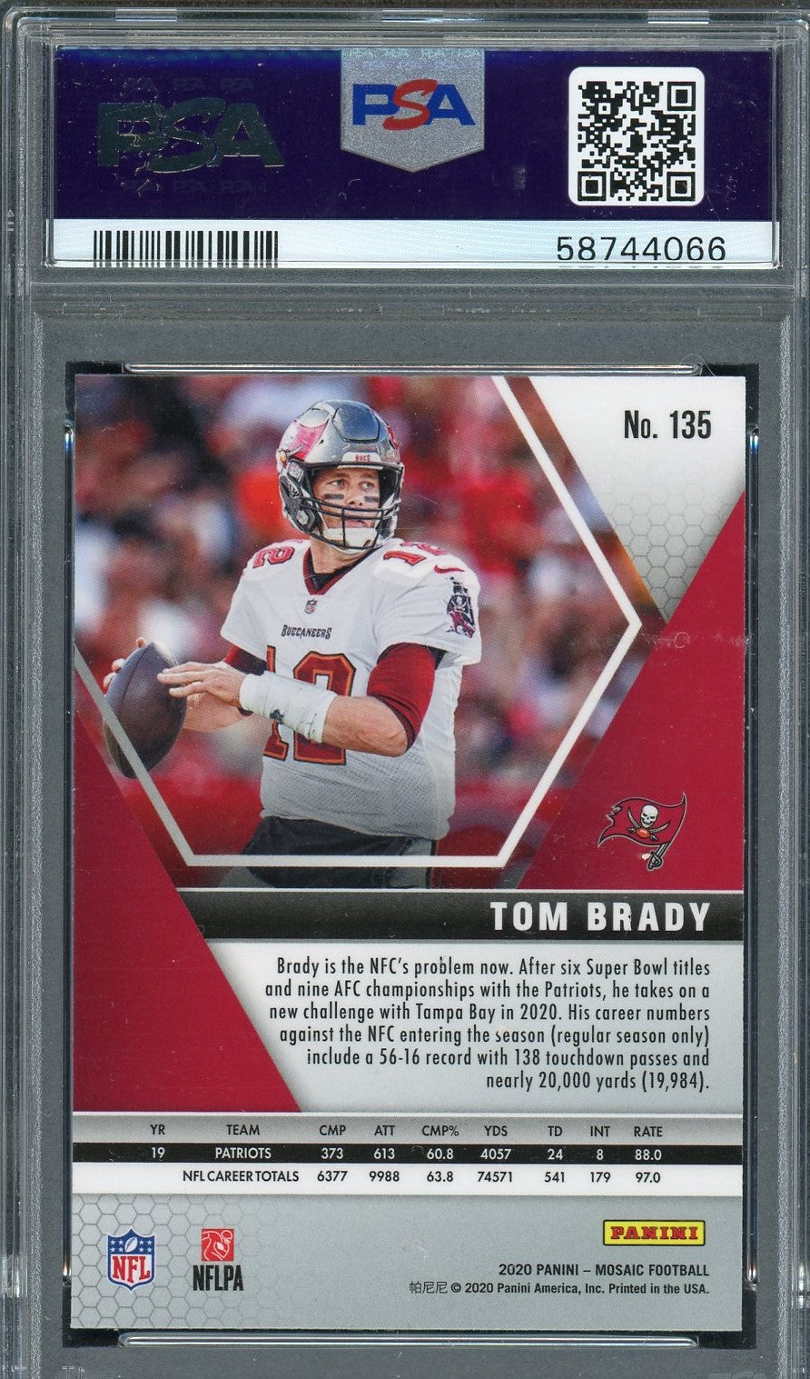 Tom Brady 2020 Panini Mosaic Football Card #135 Graded PSA 10