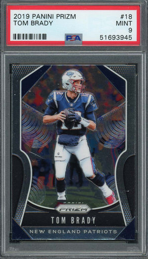 Tom Brady 2019 Panini Prizm Football Card #18 Graded PSA 9 MINT-Powers Sports Memorabilia
