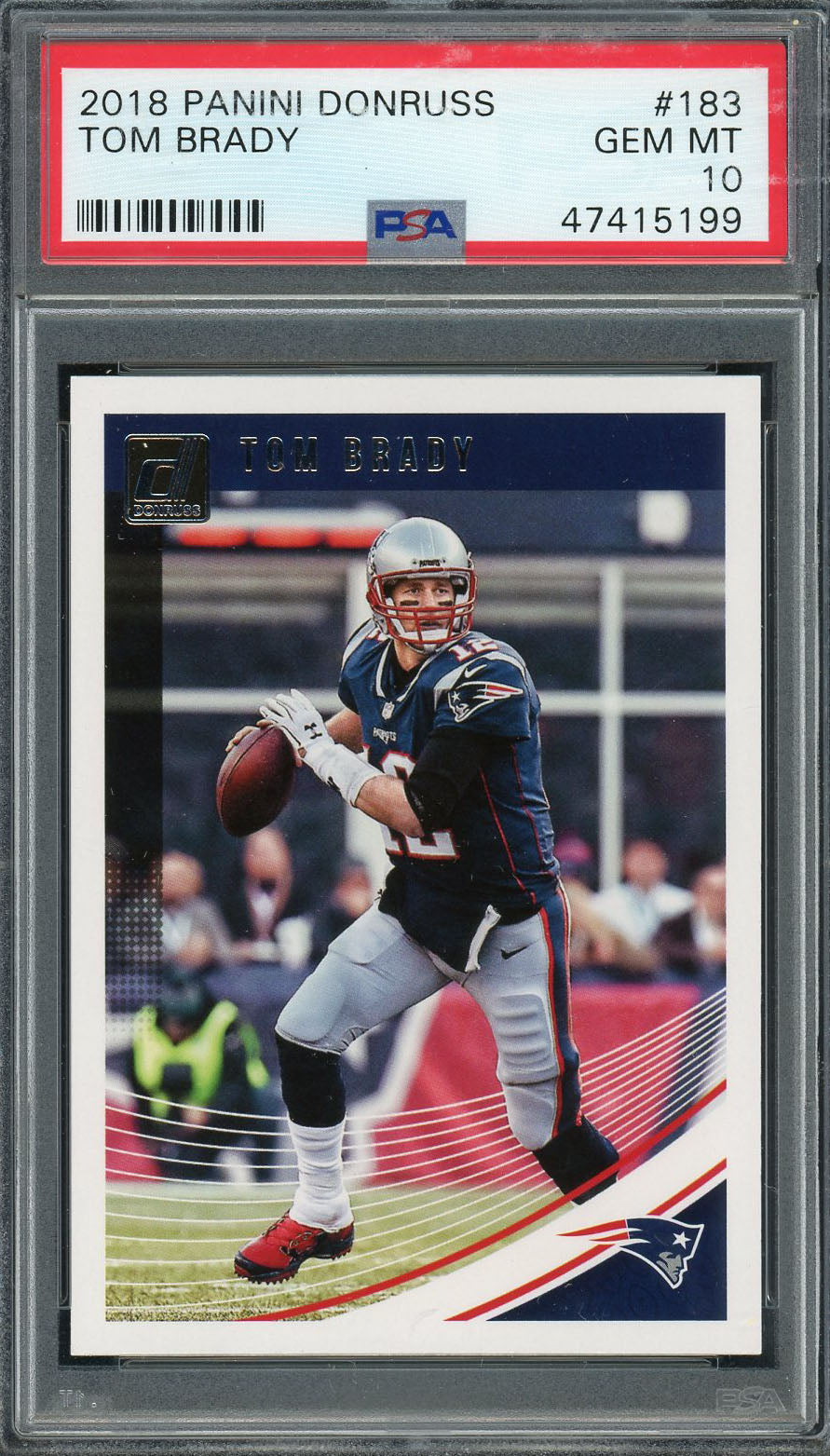 Tom Brady 2018 Panini Donruss Football Card #183 Graded PSA 10 GEM MINT-Powers Sports Memorabilia