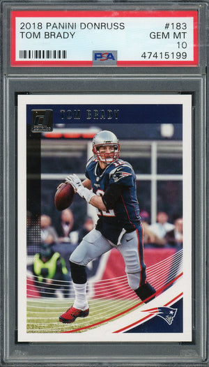 Tom Brady 2018 Panini Donruss Football Card #183 Graded PSA 10 GEM MINT-Powers Sports Memorabilia