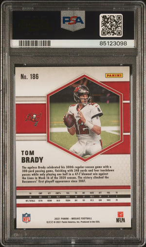 Tom Brady 2021 Panini Mosaic Football Card #186 Graded PSA 10-Powers Sports Memorabilia