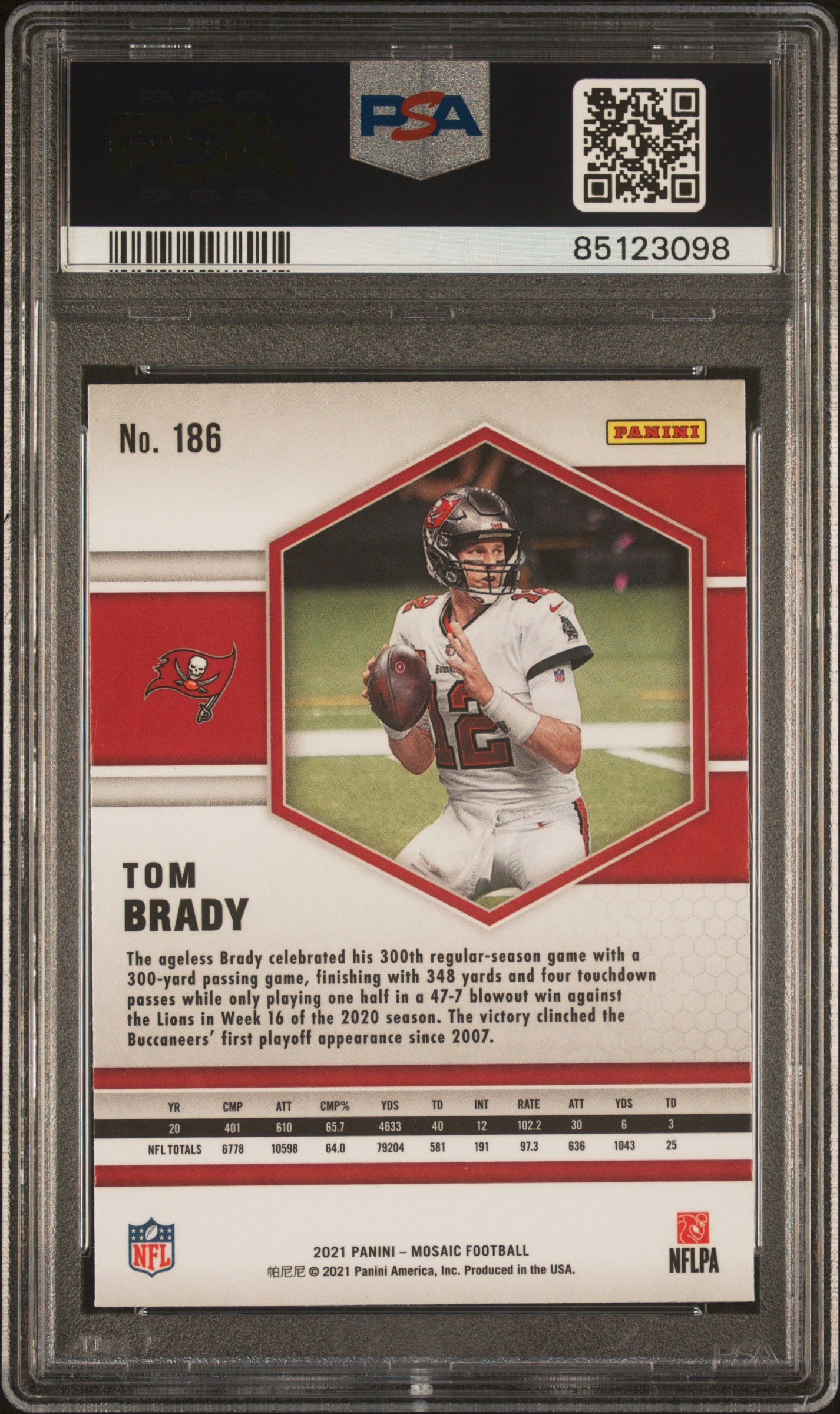 Tom Brady 2021 Panini Mosaic Football Card #186 Graded PSA  10