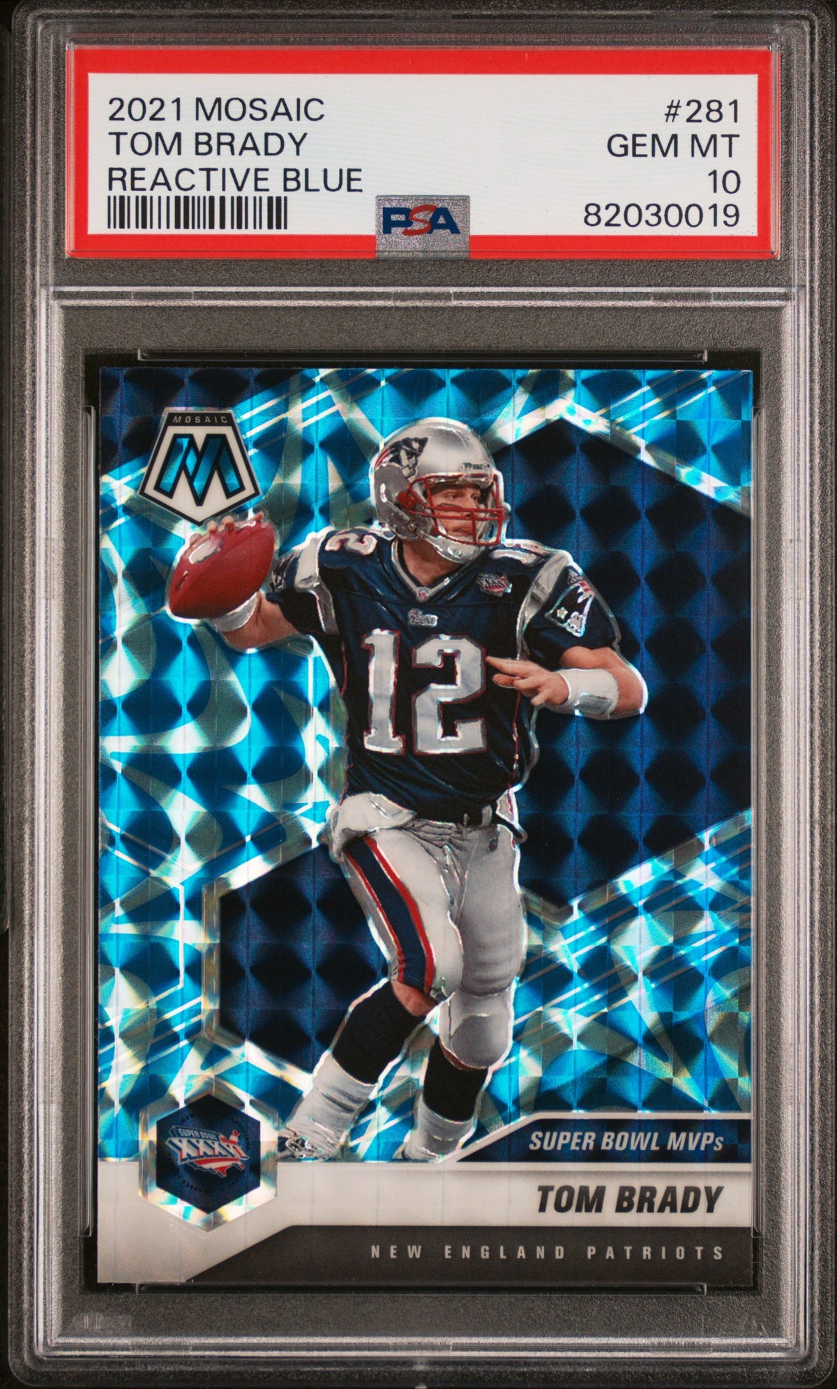 Tom Brady 2021 Panini Reactive Blue Mosaic Football Card #281 Graded PSA 10-Powers Sports Memorabilia