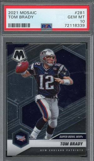 Tom Brady 2021 Panini Mosaic Football Card #281 Graded PSA 10-Powers Sports Memorabilia