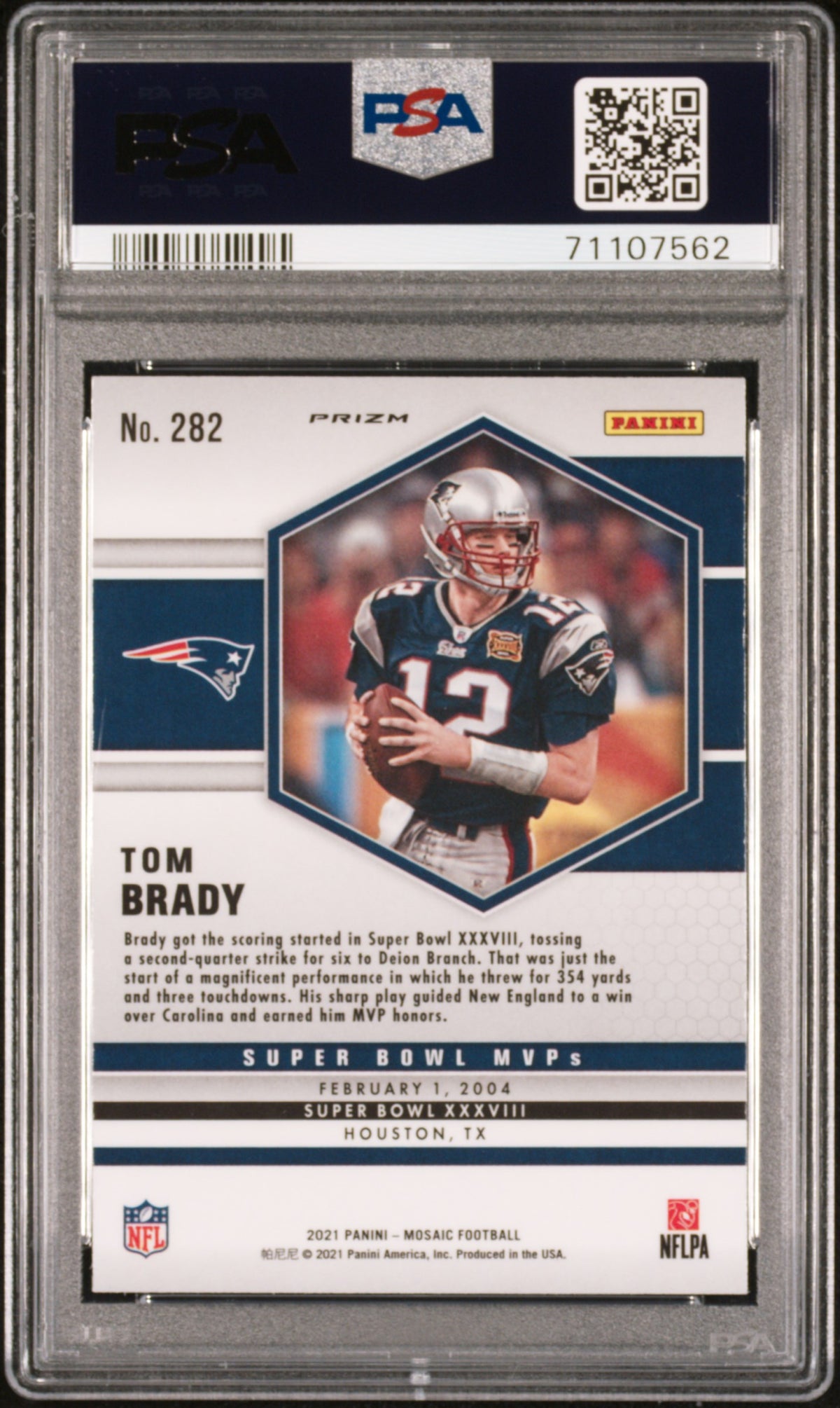 Tom Brady 2021 Panini Reactive Blue Mosaic Football Card #282 Graded PSA 10-Powers Sports Memorabilia