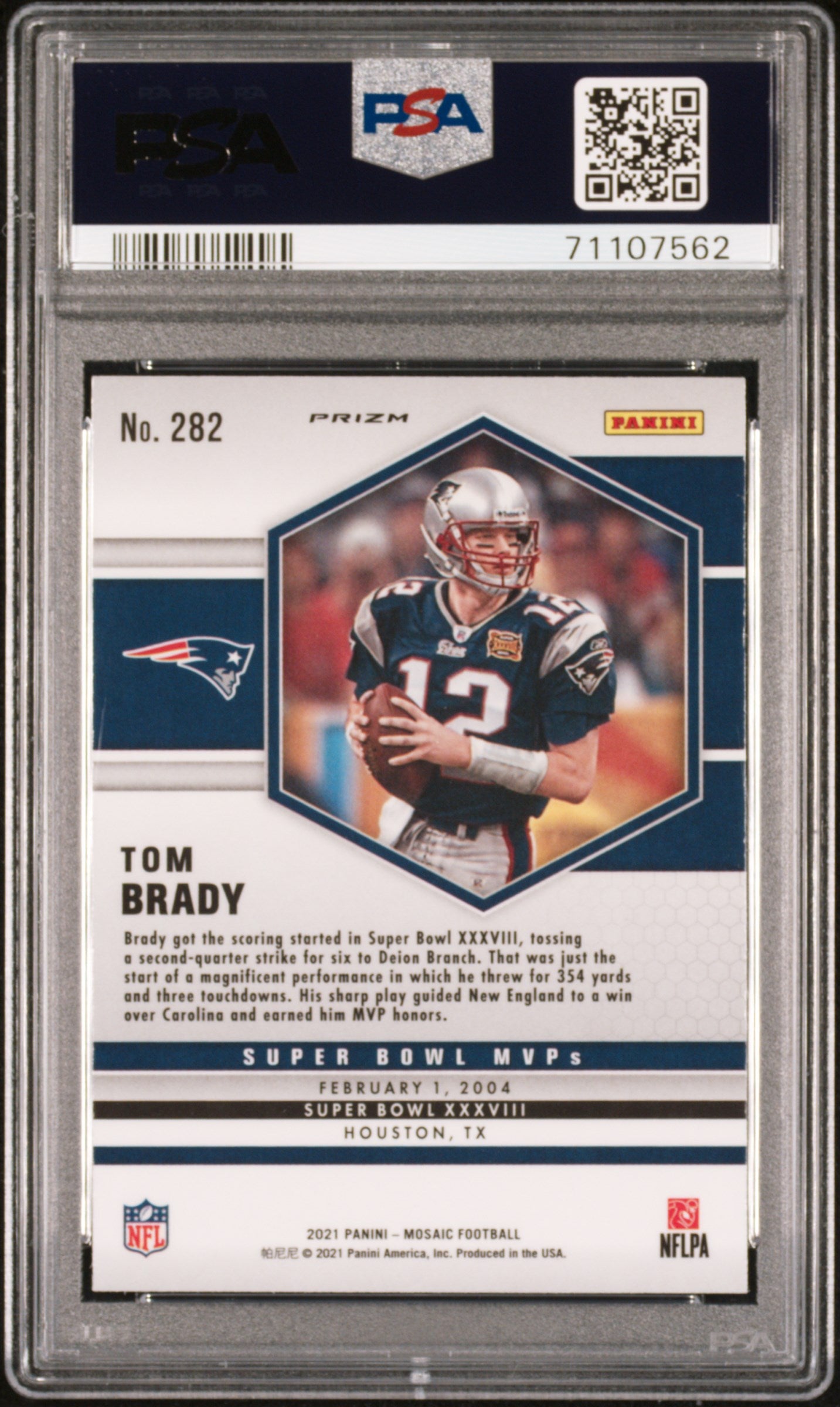 Tom Brady 2021 Panini Reactive Blue Mosaic Football Card #282 Graded PSA 10-Powers Sports Memorabilia