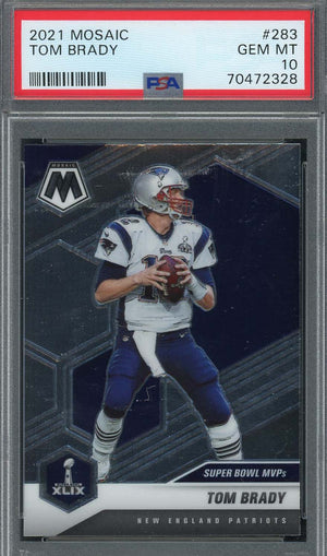 Tom Brady 2021 Panini Mosaic Football Card #283 Graded PSA 10-Powers Sports Memorabilia