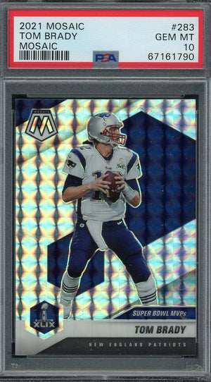 Tom Brady 2021 Panini Mosaic Silver Prizm Football Card #283 Graded PSA 10-Powers Sports Memorabilia