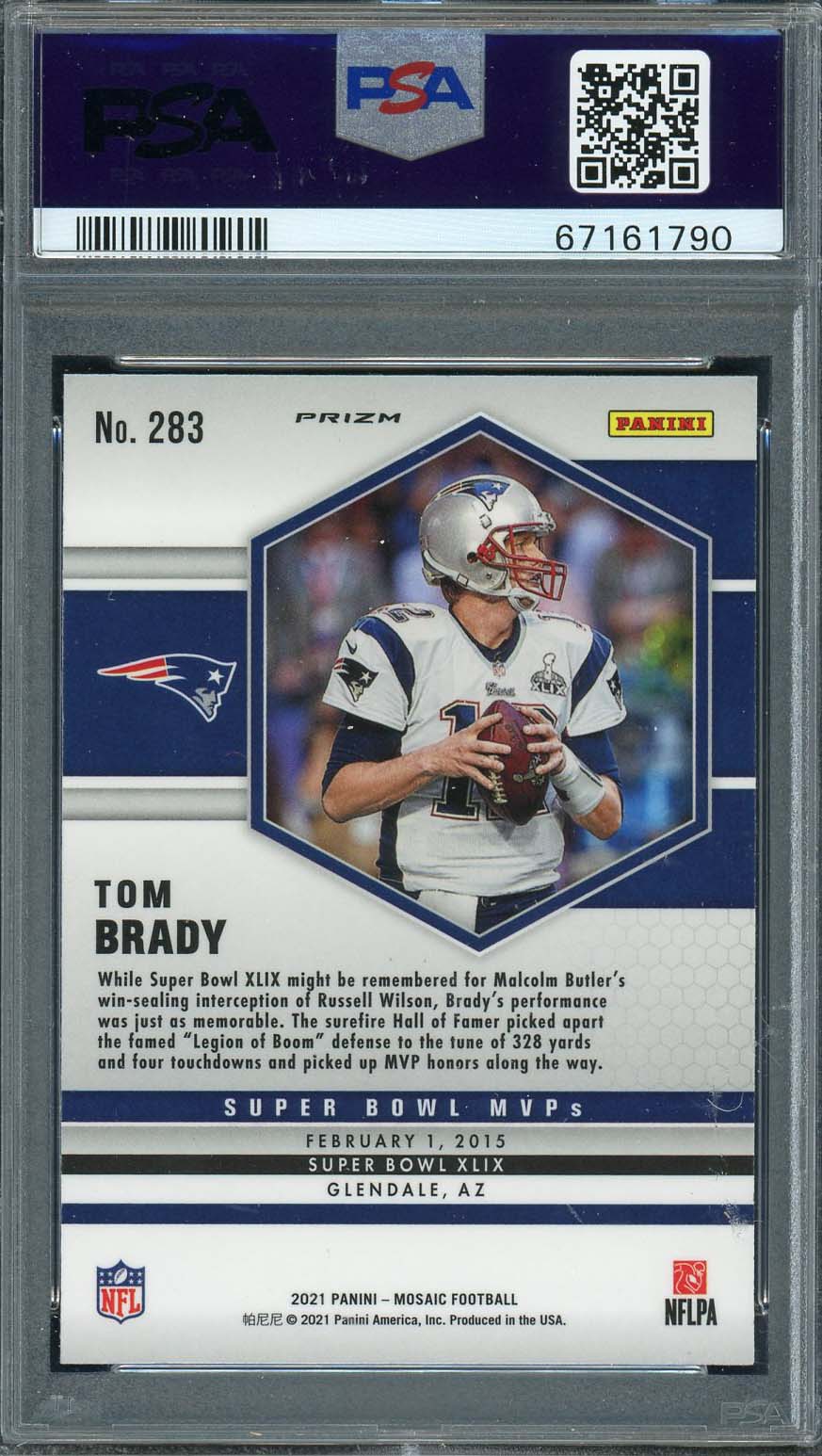 Tom Brady 2021 Panini Mosaic Silver Prizm Football Card #283 Graded PSA 10-Powers Sports Memorabilia