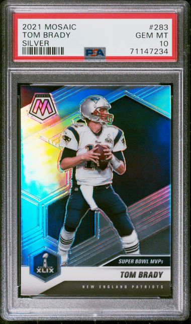 Tom Brady 2021 Panini Mosaic Silver Prizm Football Card #283 Graded PSA 10 GEM-Powers Sports Memorabilia