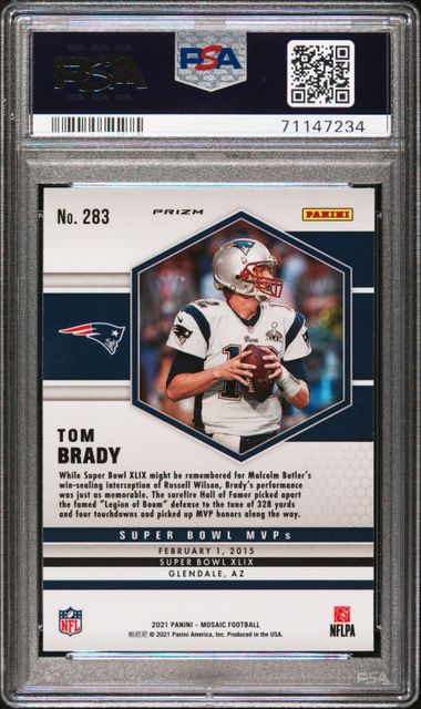 Tom Brady 2021 Panini Mosaic Silver Prizm Football Card #283 Graded PSA 10 GEM-Powers Sports Memorabilia