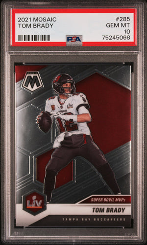 Tom Brady Panini 2021 Mosaic Football Card #285 Graded PSA 10-Powers Sports Memorabilia