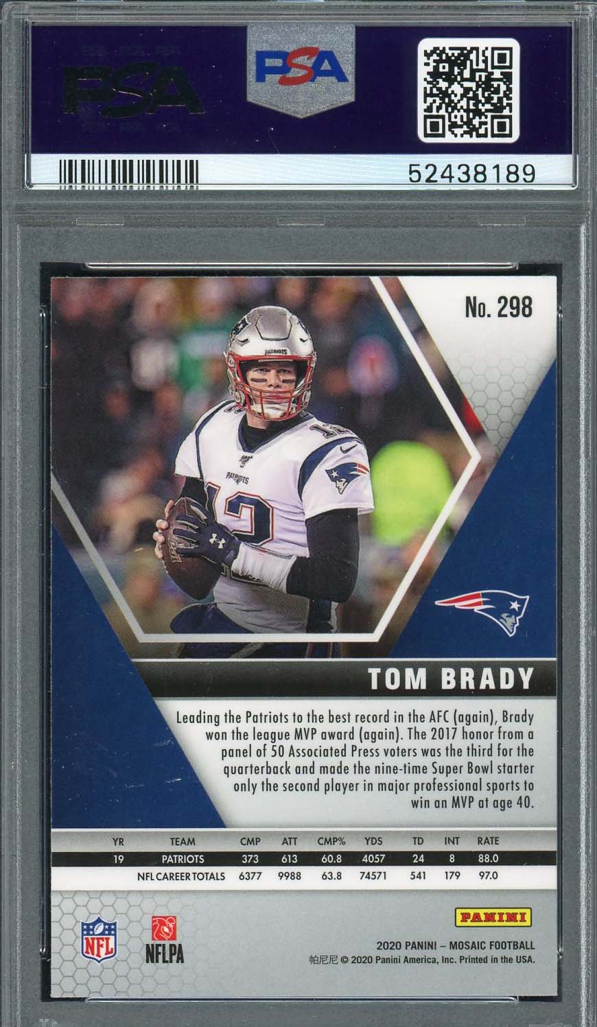 Tom Brady 2020 Panini Mosaic Football Card #298 PSA 10-Powers Sports Memorabilia