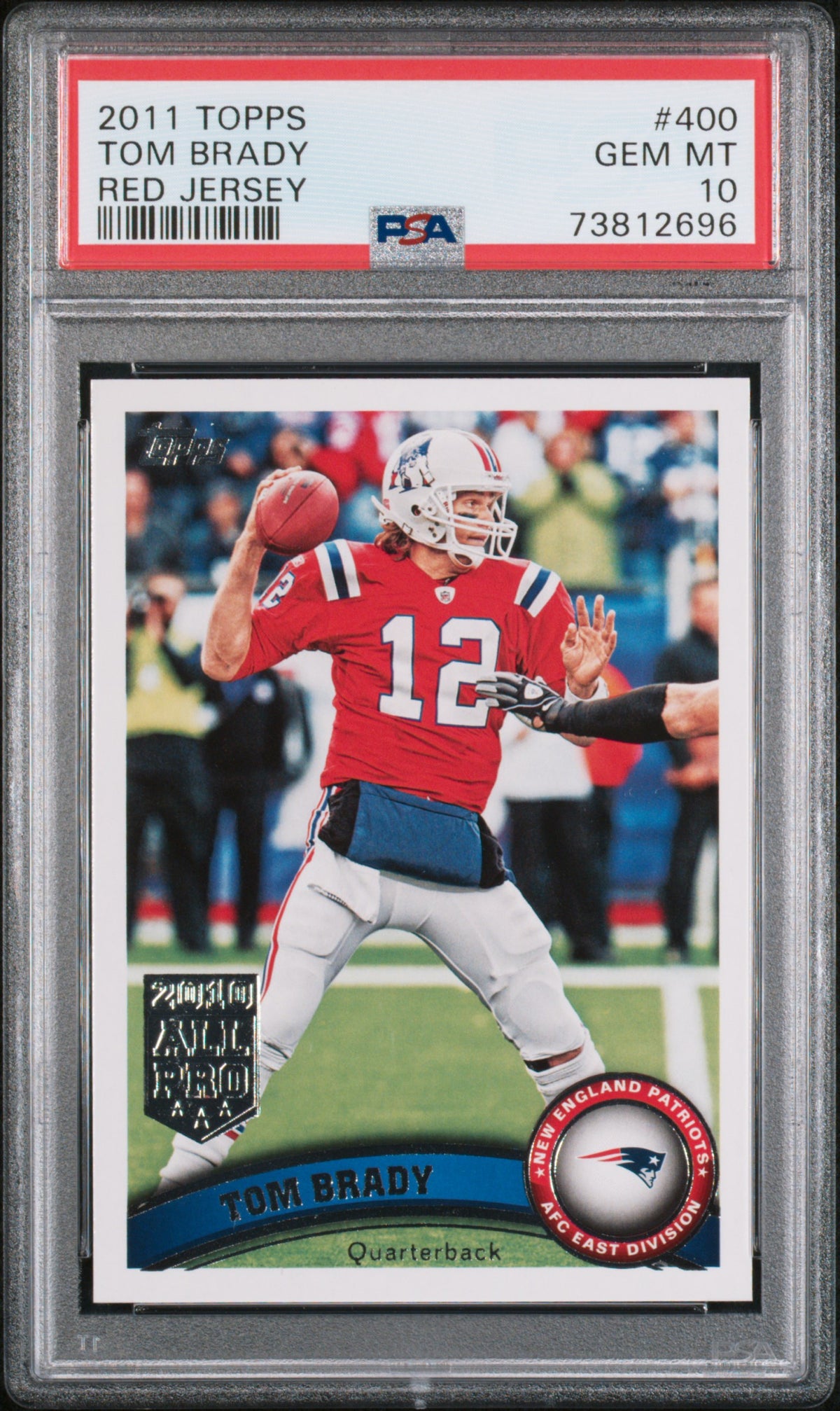 Tom Brady 2011 Topps Red Jersey Football Card #400 Graded PSA 10-Powers Sports Memorabilia