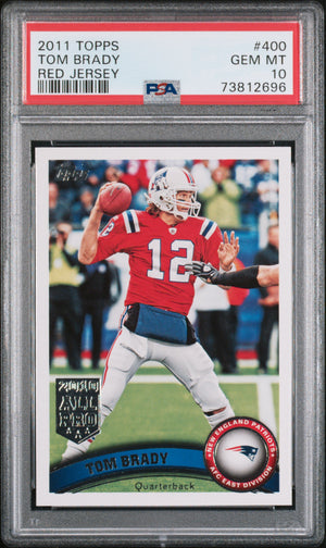 Tom Brady 2011 Topps Red Jersey Football Card #400 Graded PSA 10-Powers Sports Memorabilia