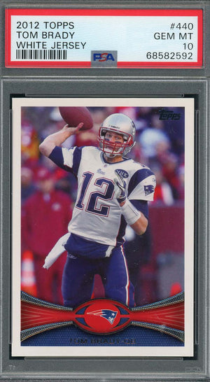 Tom Brady 2012 Topps White Jersey Football Card #440 Graded PSA 10-Powers Sports Memorabilia