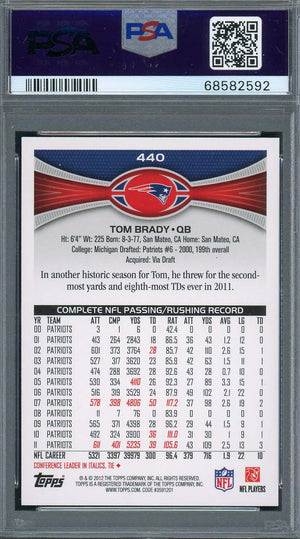 Tom Brady 2012 Topps White Jersey Football Card #440 Graded PSA 10-Powers Sports Memorabilia