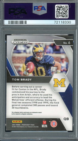 Tom Brady 2021 Panini Prizm Draft Picks Football Card #6 Graded PSA 10-Powers Sports Memorabilia