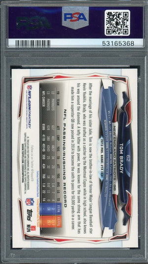 Tom Brady 2014 Topps Chrome Blue Jersey Football Card #62 Graded PSA 9-Powers Sports Memorabilia