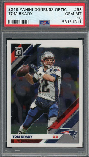 Tom Brady 2019 Panini Donruss Optic Football Card #63 Graded PSA 10-Powers Sports Memorabilia