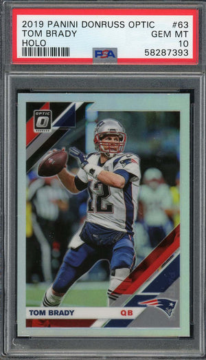 Tom Brady 2019 Panini Donruss Optic Holo Football Card #63 Graded PSA 10-Powers Sports Memorabilia